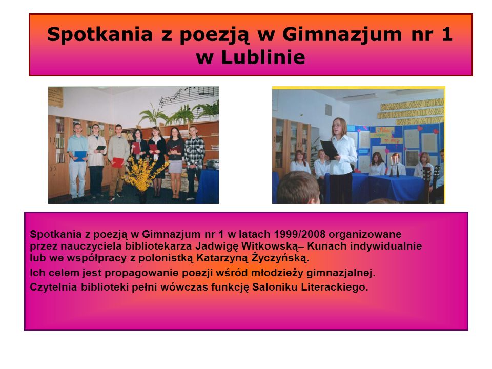 Spotkanie z poezją Forma pracy pedagogicznej z uczniami ppt pobierz